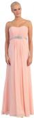 Strapless Pleated Bust with Stones Formal Bridesmaid Dress in Peach